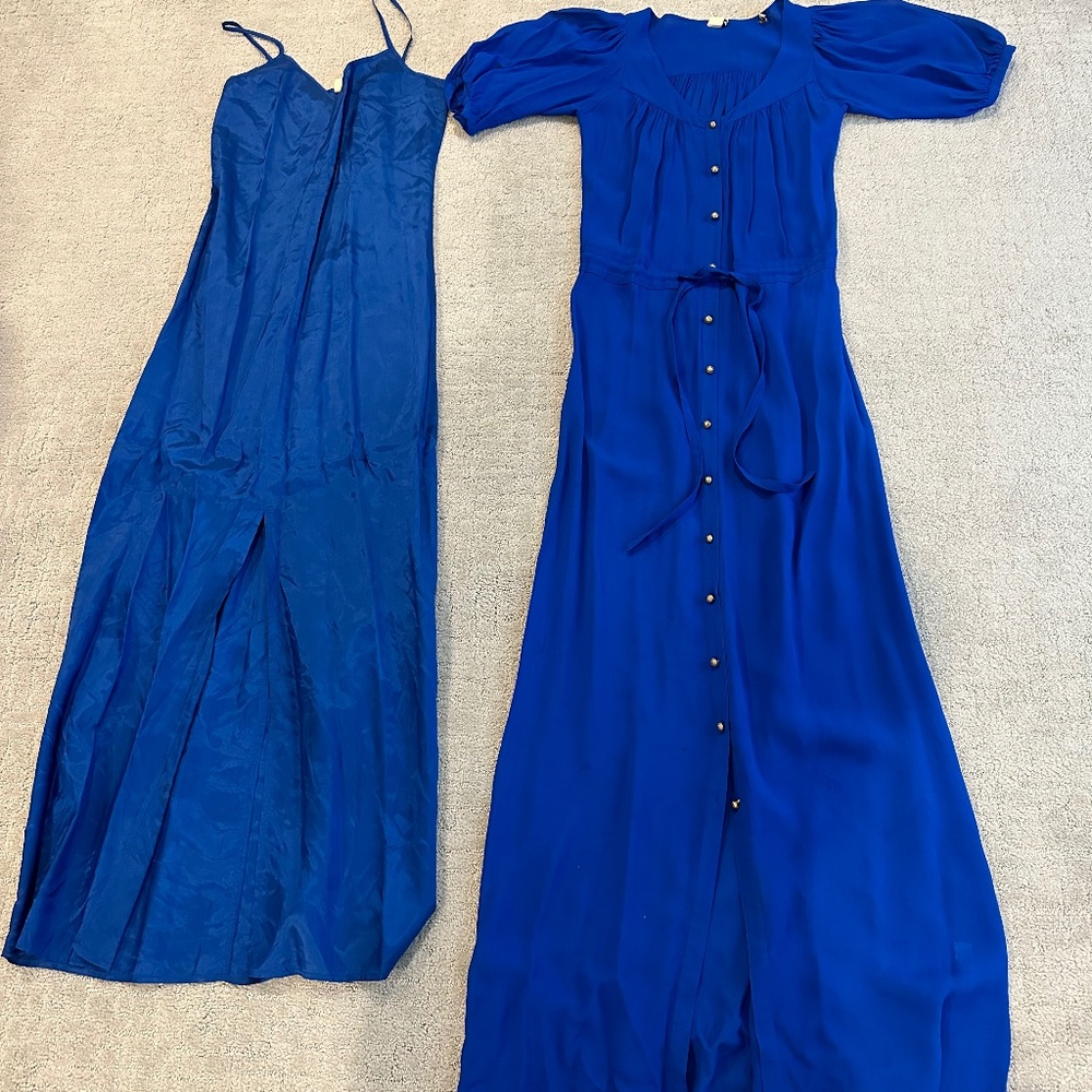 Beautiful Blue Rayon Anthropologie dress size 0. Comes with matching slip.